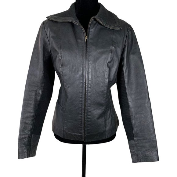 Coldwater Creek Jackets & Blazers - Coldwater Creek Full Jip Leather/ Sweater Womens Jacket